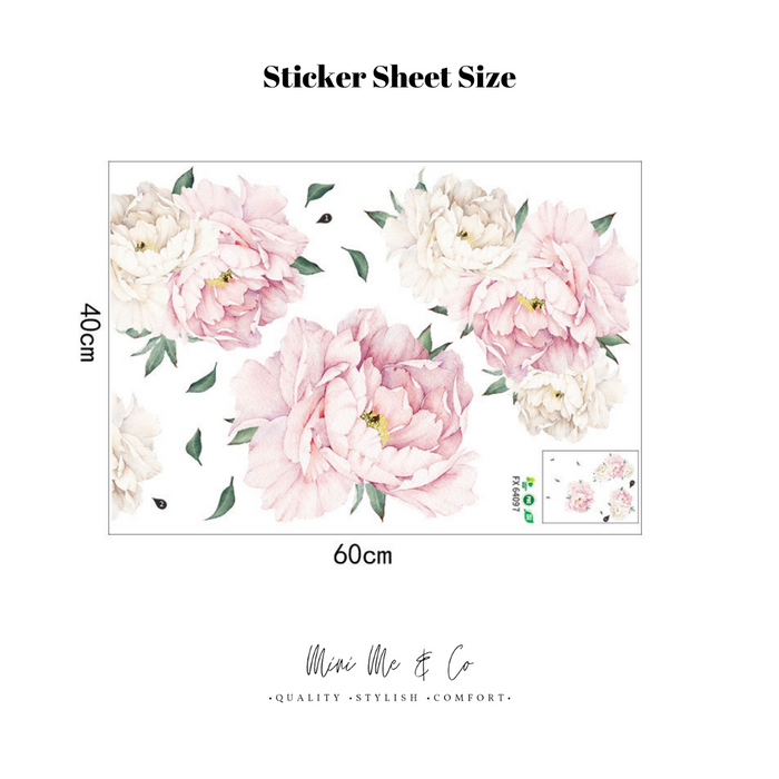 Fabric Pink Peony Wall Stickers