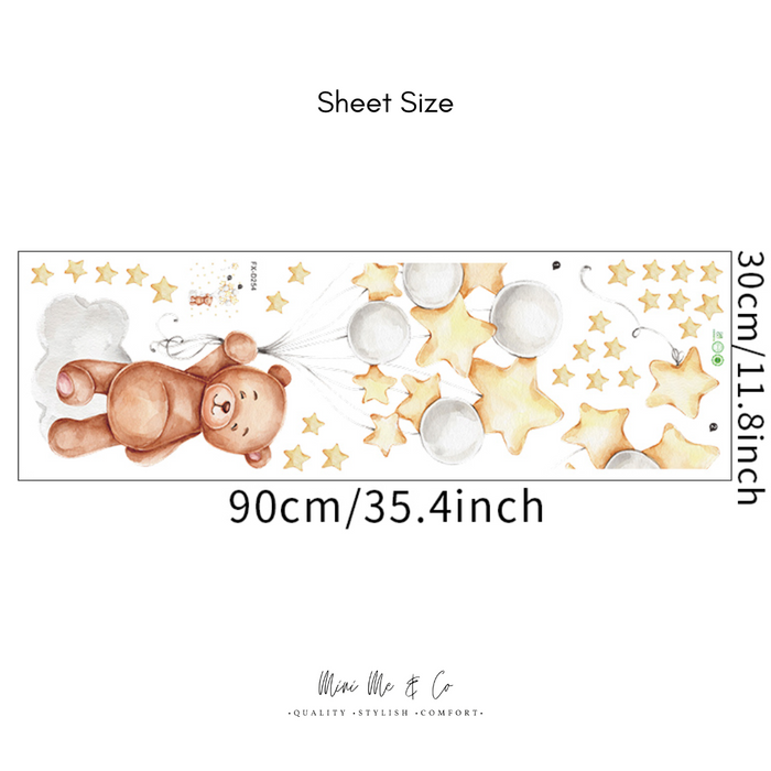 Fabric Teddy in the Stars Wall Stickers