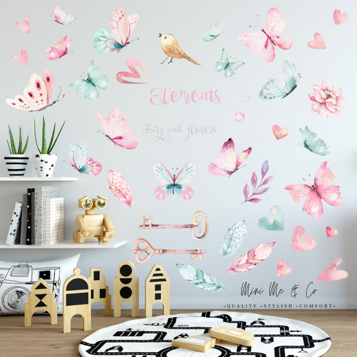 Whimsical fairy-themed wall stickers for girls' bedroom