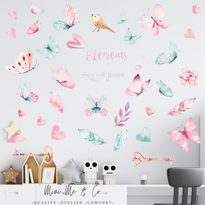 Eco-friendly fabric decals with watercolour fairies and blooms