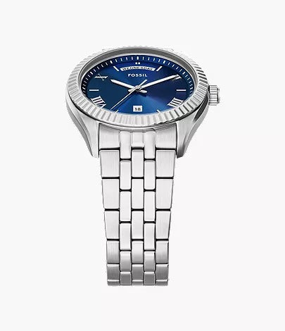 Fossil Campbell Three-Hand Day-Date Stainless Steel Men's Watch, FS6140