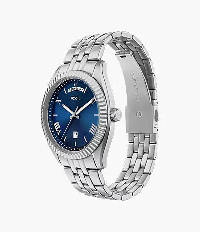 Fossil Campbell Three-Hand Day-Date Stainless Steel Men's Watch, FS6140