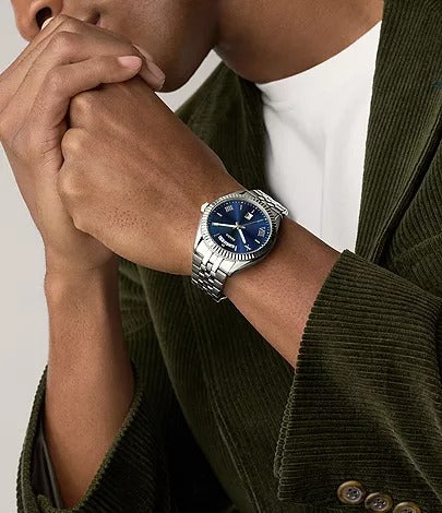 Fossil Campbell Three-Hand Day-Date Stainless Steel Men's Watch, FS6140