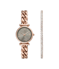 Fossil Carlie Three-Hand Rose Gold-Tone Stainless Steel Watch and Bracelet Set Women's Watch, ES5378SET