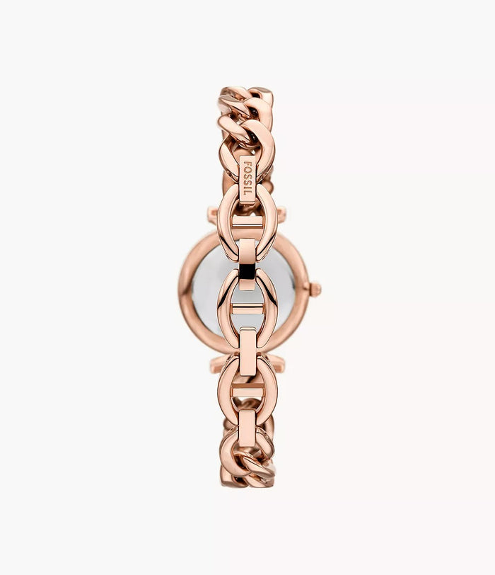 Fossil Carlie Three-Hand Rose Gold-Tone Stainless Steel Watch and Bracelet Set Women's Watch, ES5378SET