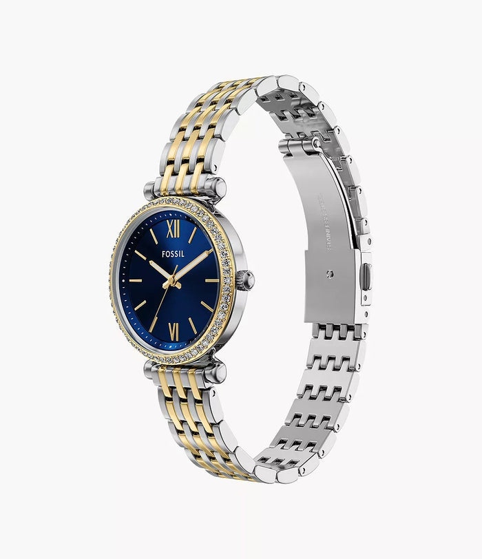 Fossil Carlie Three-Hand Two-Tone Stainless Steel Women's Watch, ES5438