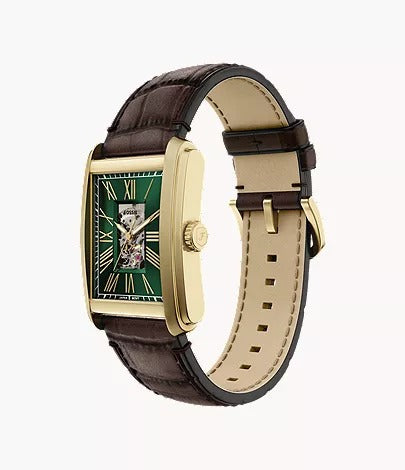 Fossil Carraway Automatic Brown Croco Leather Men's Watch, ME3271