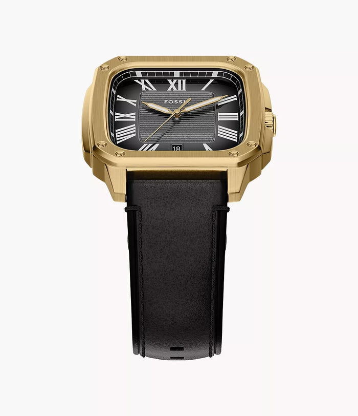 Fossil Crosby Three-Hand Black Leather Women's Watch, FS6151