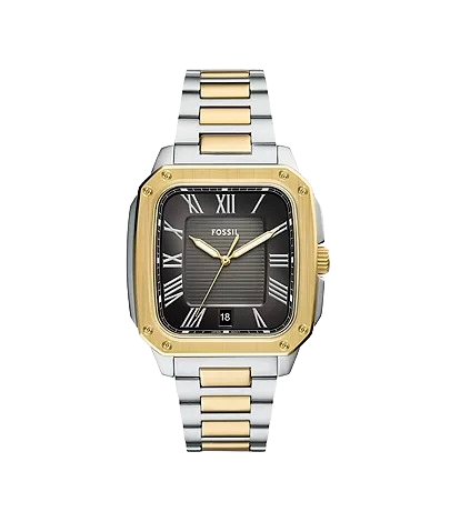 Fossil Crosby Three-Hand Date Two-Tone Stainless Steel Men's Watch, FS6123