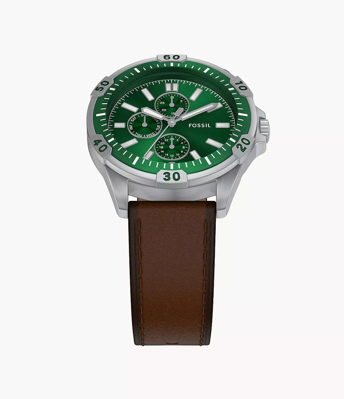 Fossil Garrett Multifunction Brown Leather Men's Watch, FS6147