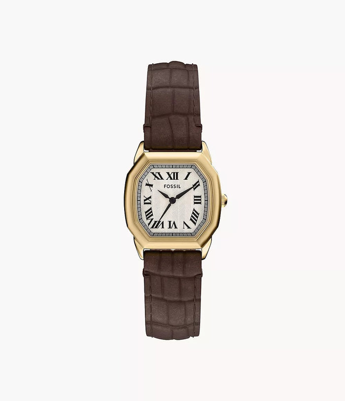Fossil Harlow Three-Hand Brown Croco Leather Women's Watch, ES5426