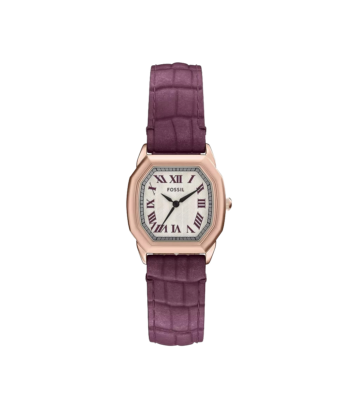 Fossil Harlow Three-Hand Burgundy Croco Leather Women's Watch, ES5428