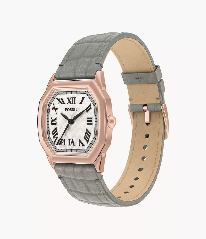 Fossil Harlow Three-Hand Grey Croco Leather Women's Watch, ES5435