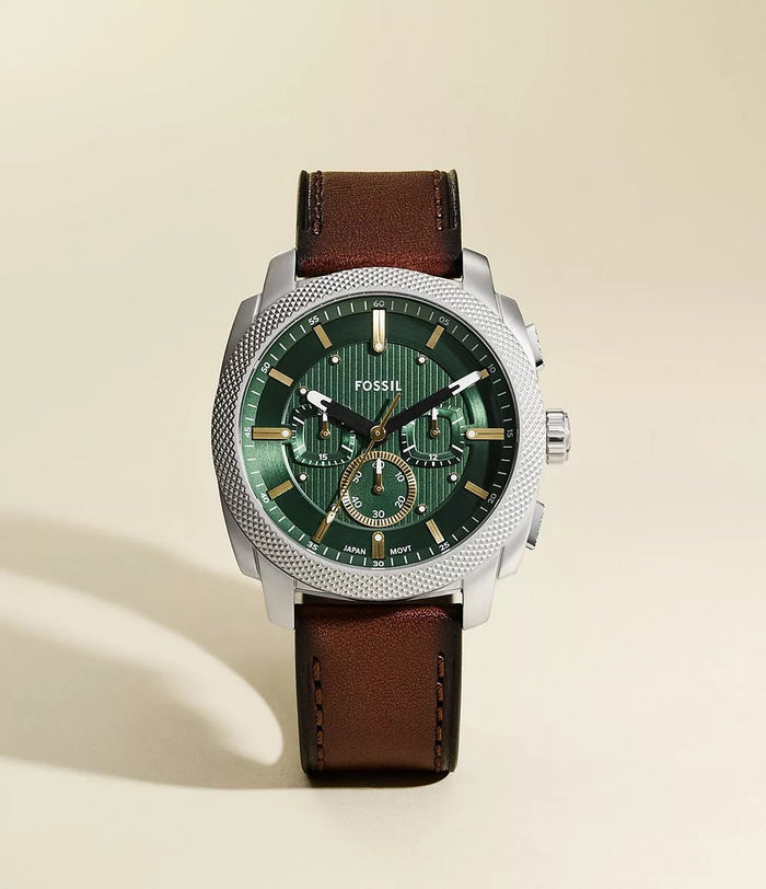 Fossil Machine Chronograph Brown Leather Men's Watch, FS6100