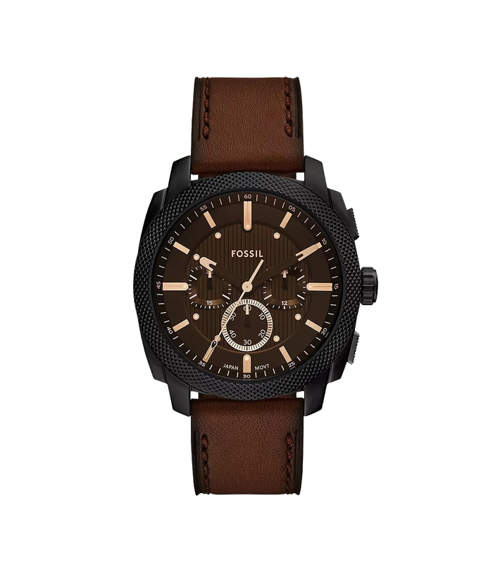 Fossil Machine Chronograph Brown Leather Men's Watch, FS6101