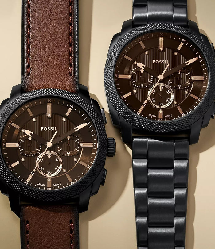 Fossil Machine Chronograph Brown Leather Men's Watch, FS6101