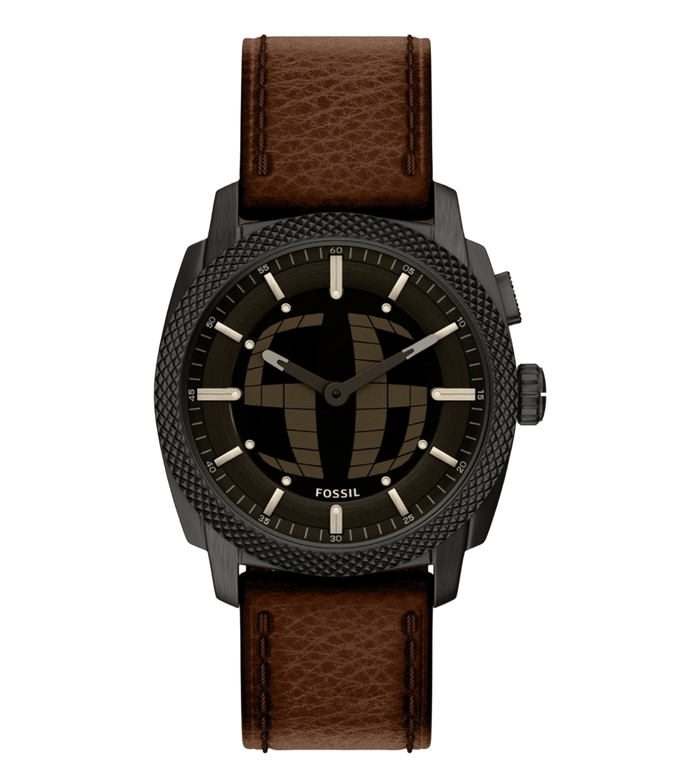 Fossil Quartz Black Dial Analog-Digital Leather Men's Watch, FS6165