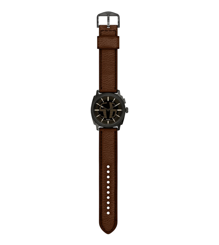 Fossil Quartz Black Dial Analog-Digital Leather Men's Watch, FS6165
