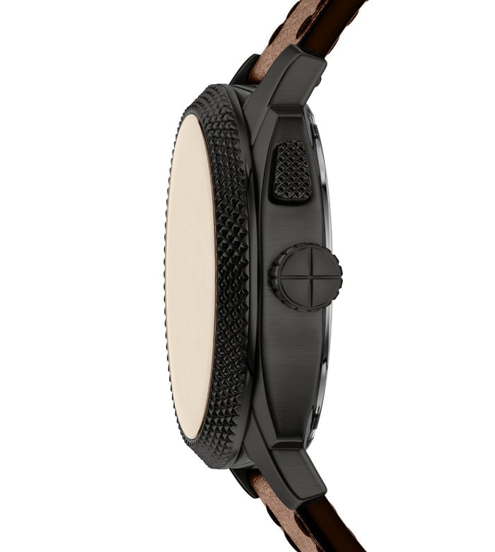 Fossil Quartz Black Dial Analog-Digital Leather Men's Watch, FS6165