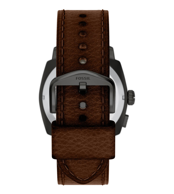 Fossil Quartz Black Dial Analog-Digital Leather Men's Watch, FS6165