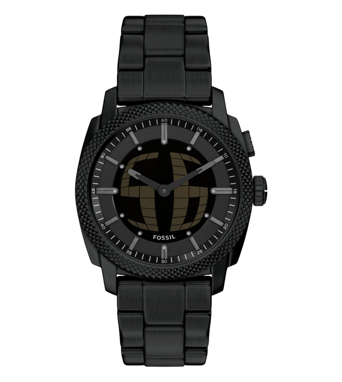 Fossil Quartz Black Dial Analog-Digital Stainless Steel Men's Watch, FS6156