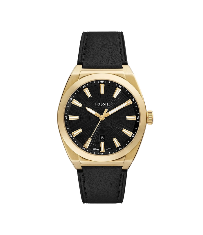 Fossil Quartz Black Dial Analog Leather Men's Watch, FS6089