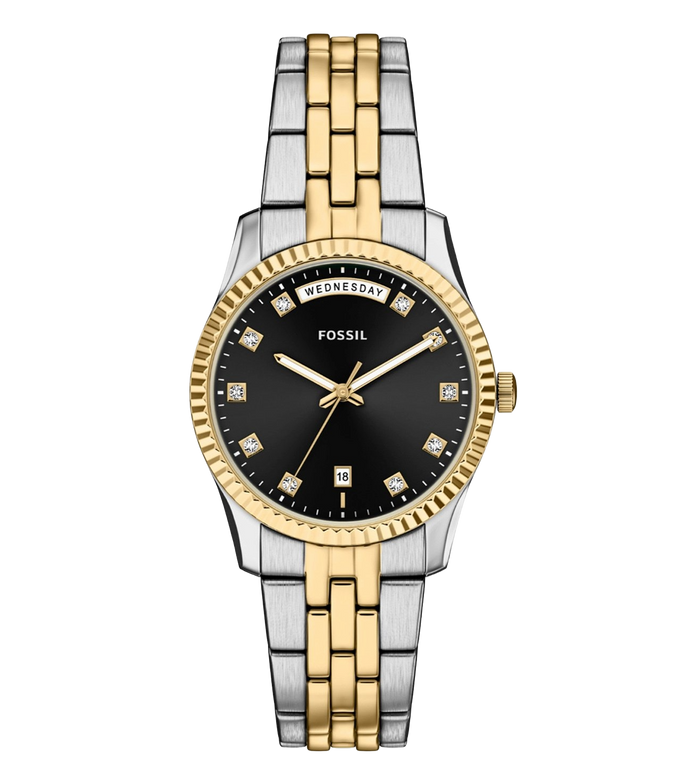 Fossil Quartz Black Dial Analog Stainless Steel Women's Watch, ES5458