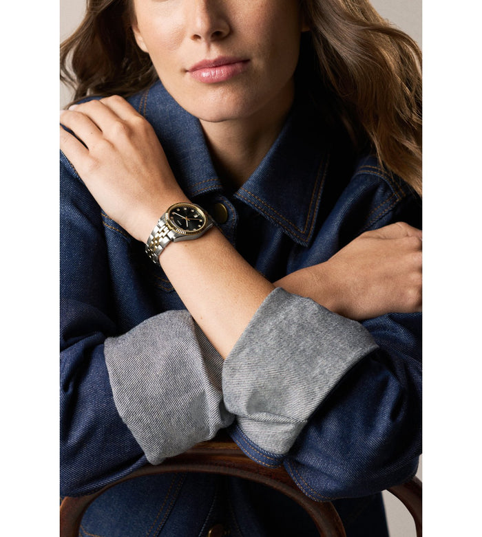 Fossil Quartz Black Dial Analog Stainless Steel Women's Watch, ES5458
