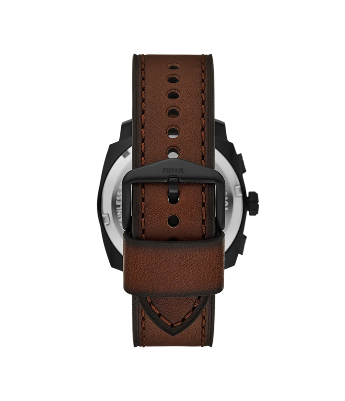 Fossil Quartz Black Dial Chronograph Leather Men's Watch, FS6102SET
