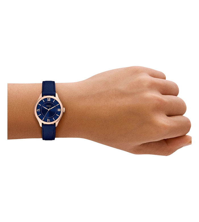 Fossil Quartz Blue Dial Analog Leather Women's Watch, ES5424