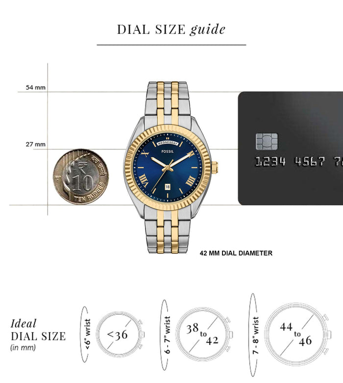 Fossil Quartz Blue Dial Analog Stainless Steel Men's Watch, FS6141