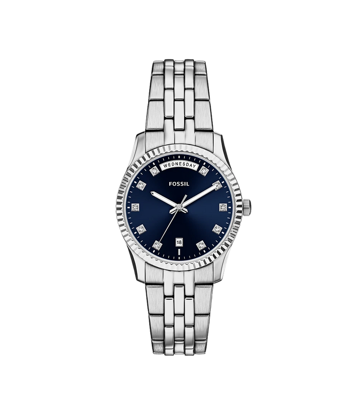 Fossil Quartz Blue Dial Analog Stainless Steel Women's Watch, ES5457