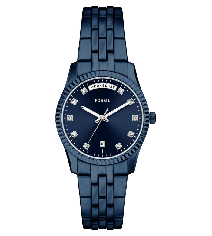 Fossil Quartz Blue Dial Analog Stainless Steel Women's Watch, ES5476