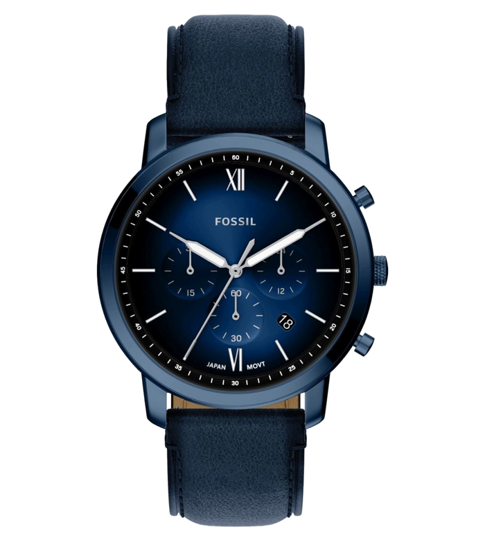 Fossil Quartz Blue Dial Chronograph Leather Men's Watch, FS6168