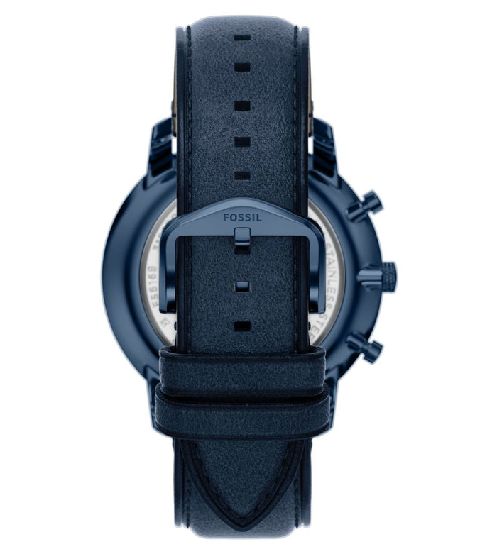 Fossil Quartz Blue Dial Chronograph Leather Men's Watch, FS6168