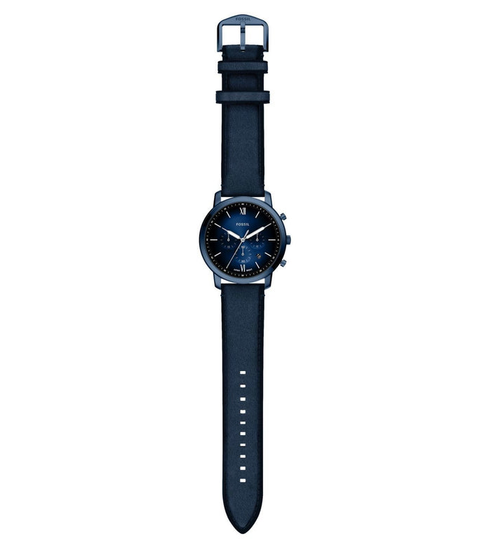 Fossil Quartz Blue Dial Chronograph Leather Men's Watch, FS6168