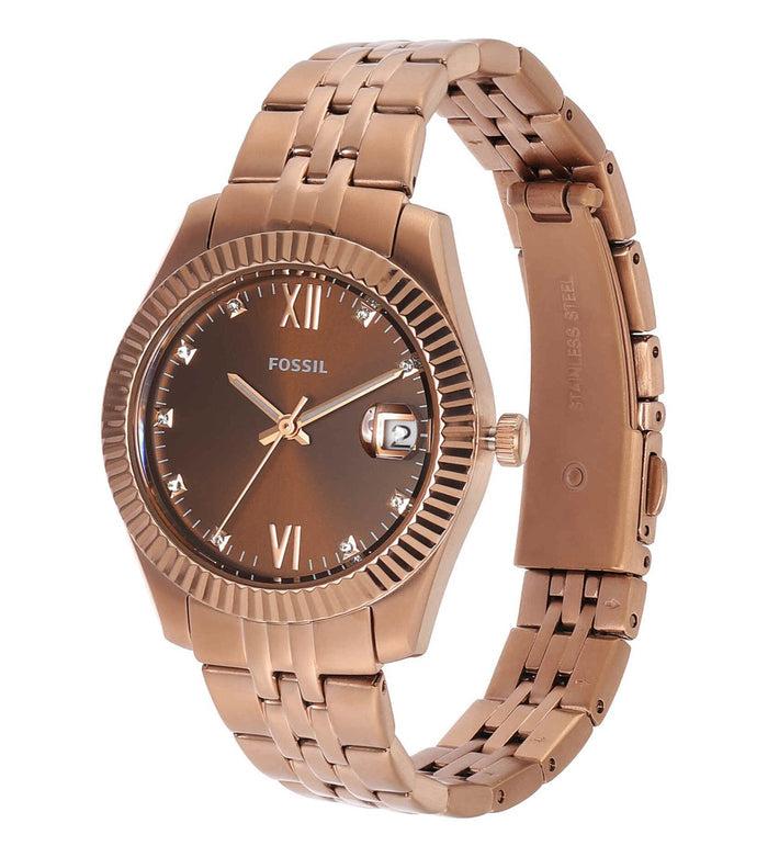 Fossil Quartz Brown Dial Analog Stainless Steel Women's Watch, ES5324