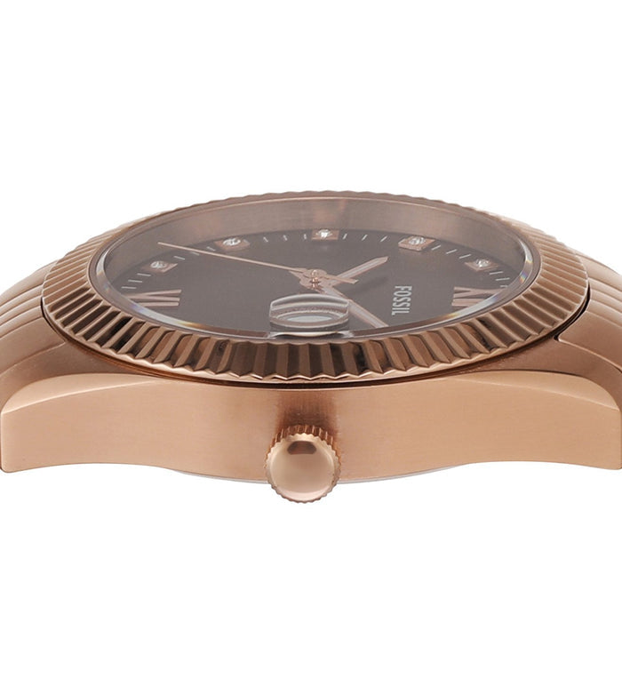 Fossil Quartz Brown Dial Analog Stainless Steel Women's Watch, ES5324