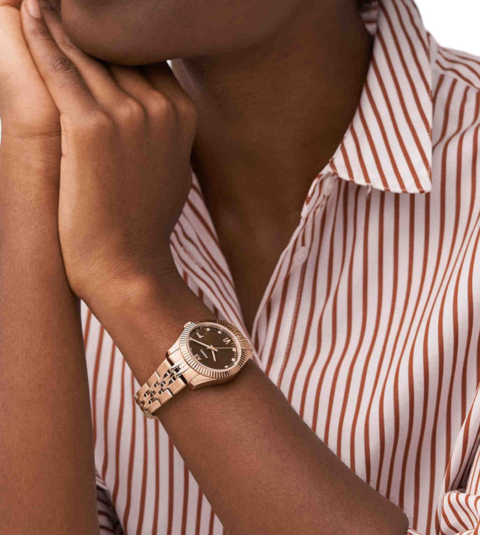 Fossil Quartz Brown Dial Analog Stainless Steel Women's Watch, ES5324