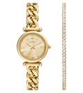 Fossil Quartz Gold Dial Analog Stainless Steel Women's Watch, ES5387SET