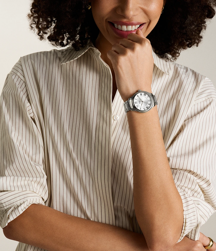 Fossil Quartz Silver Dial Analog Stainless Steel Women's Watch, ES5393