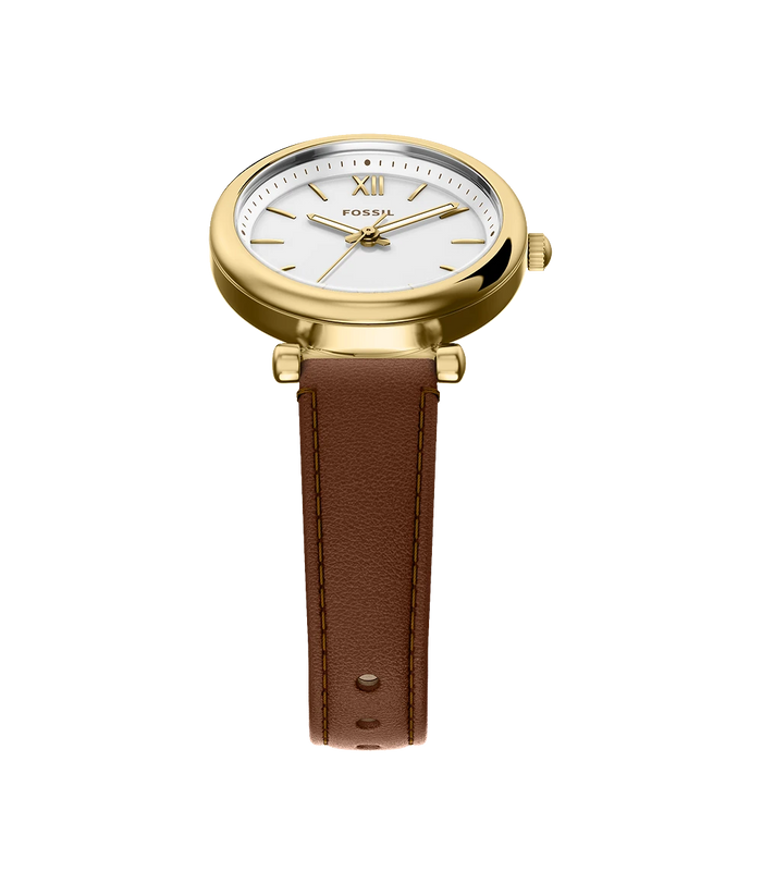 Fossil Quartz White Dial Analog Leather Women's Watch, ES5464