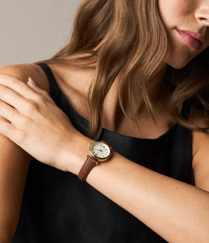 Fossil Quartz White Dial Analog Leather Women's Watch, ES5464