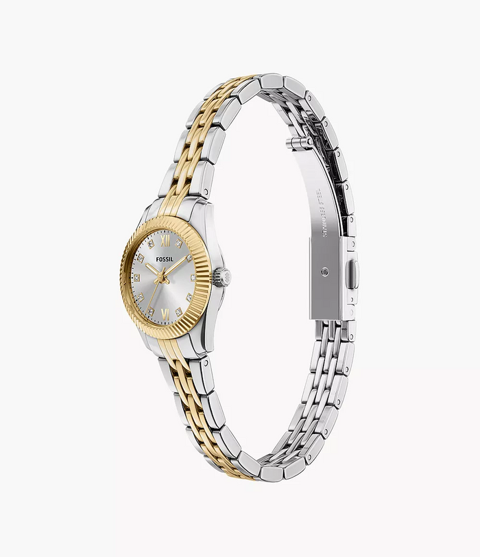 Fossil Scarlette Mini Three-Hand Two-Tone Stainless Women's Steel Watch, ES5473