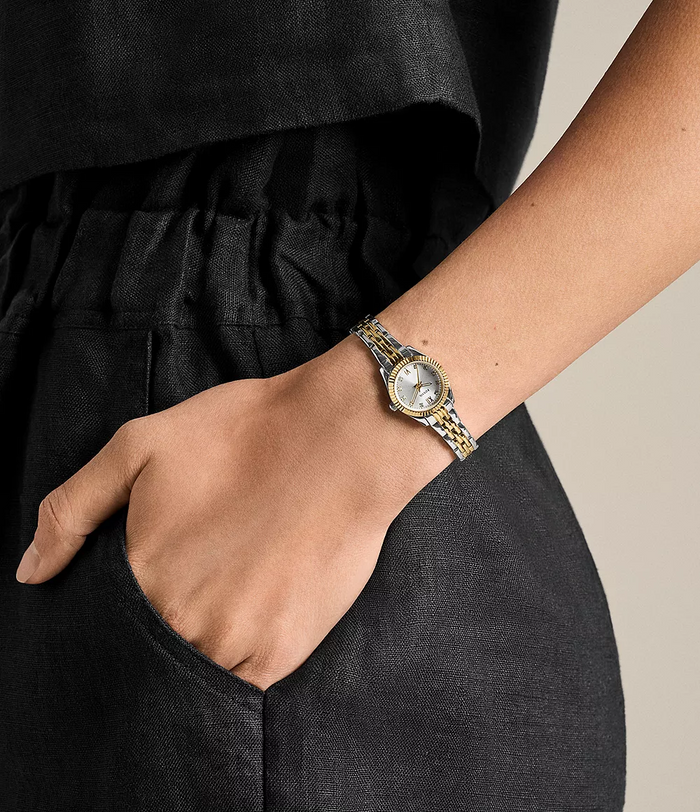 Fossil Scarlette Mini Three-Hand Two-Tone Stainless Women's Steel Watch, ES5473