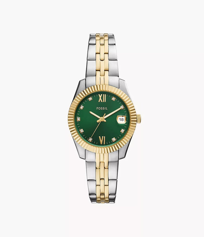 Fossil Scarlette Three-Hand Date Two-Tone Stainless Steel Women's Watch, ES5388