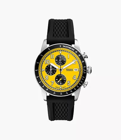 Fossil Sport Tourer Chronograph Black Silicone Men's Watch, FS6044