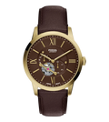 Fossil Townsman 44mm Automatic Gold Case w/ Brown Leather Men's Watch, ME3286