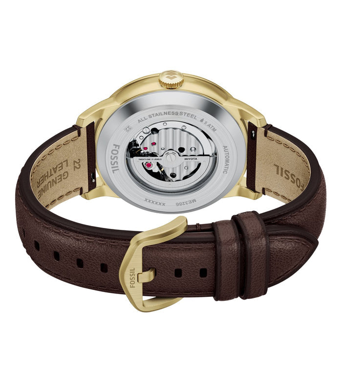 Fossil Townsman 44mm Automatic Gold Case w/ Brown Leather Men's Watch, ME3286