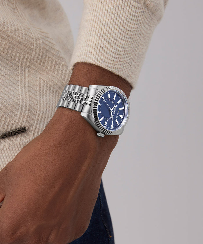 Guess Jaden Silver Tone Multi-function Date Men's Watch, GW0977G1